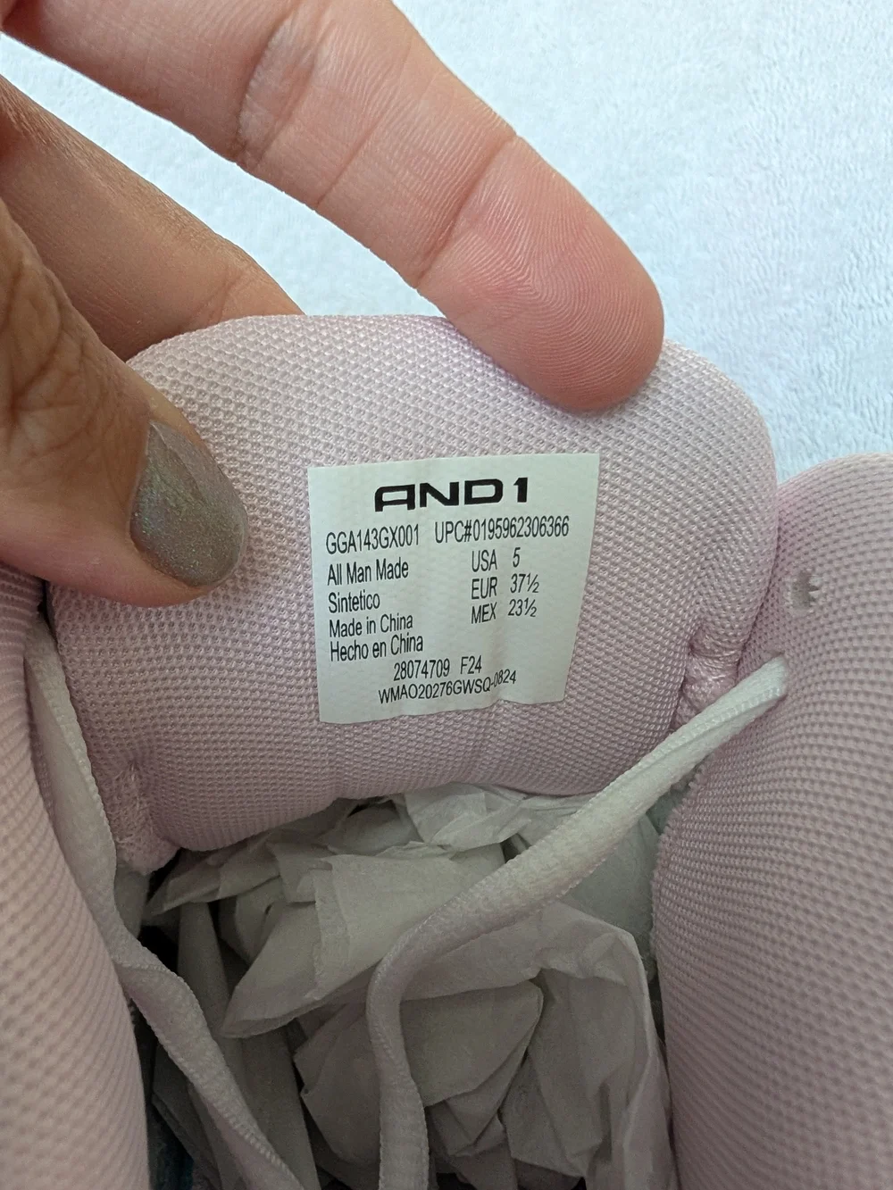 AND1 Kids High-Top Sneakers in White and Light Pink